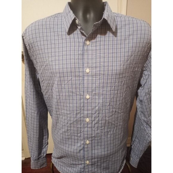 UNTUCKit Button Up Shirt Mens Large L Blue Plaid Varick Long Sleeve Stretch - Picture 1 of 11